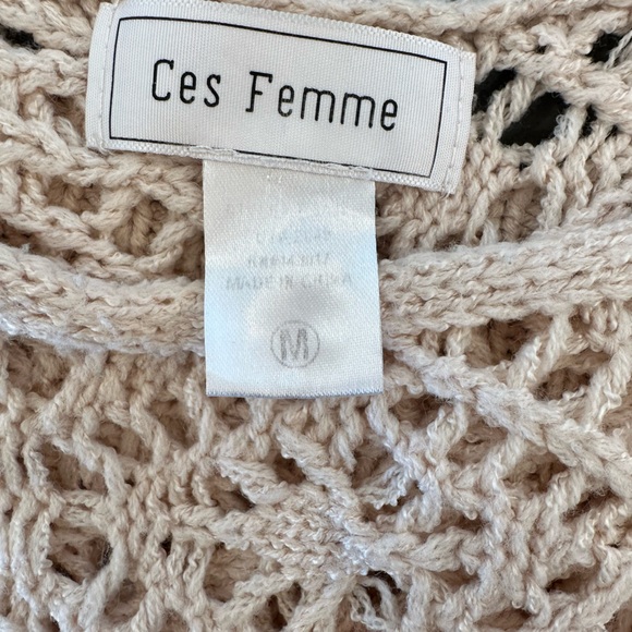 CES FEMME Women’s Open Crochet Knit Sweater - Medium - Picture 5 of 6